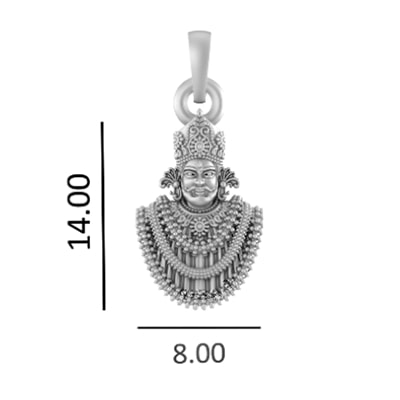 92.5% Pure Sterling Silver God Baba Khatu Shyam Pendant for Kids & Woman
