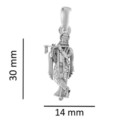 92.5% Pure Sterling Silver God Krishna (Big Size) Pendant for Men & Women
