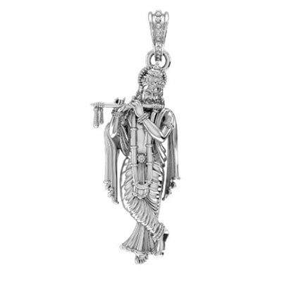 92.5% Pure Sterling Silver God Krishna (Big Size) Pendant for Men & Women