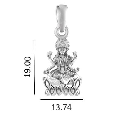 Sterling Silver (92.5% purity) God Laxmi Pendant for Men & Women Pure Silver Locket for Good Health & Wealth
