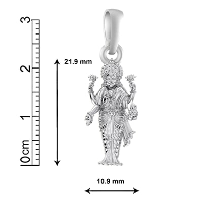 Sterling Silver (92.5% purity) God Laxmi Standing Pendant for Men & Women Pure Silver Locket