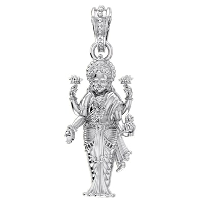 Sterling Silver (92.5% purity) God Laxmi Standing Pendant for Men & Women Pure Silver Locket