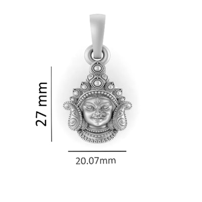Sterling Silver (92.5% purity) Maa Face Pendant for Men & Women Pure Silver Locket