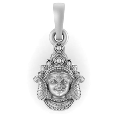 Sterling Silver (92.5% purity) Maa Face Pendant for Men & Women Pure Silver Locket