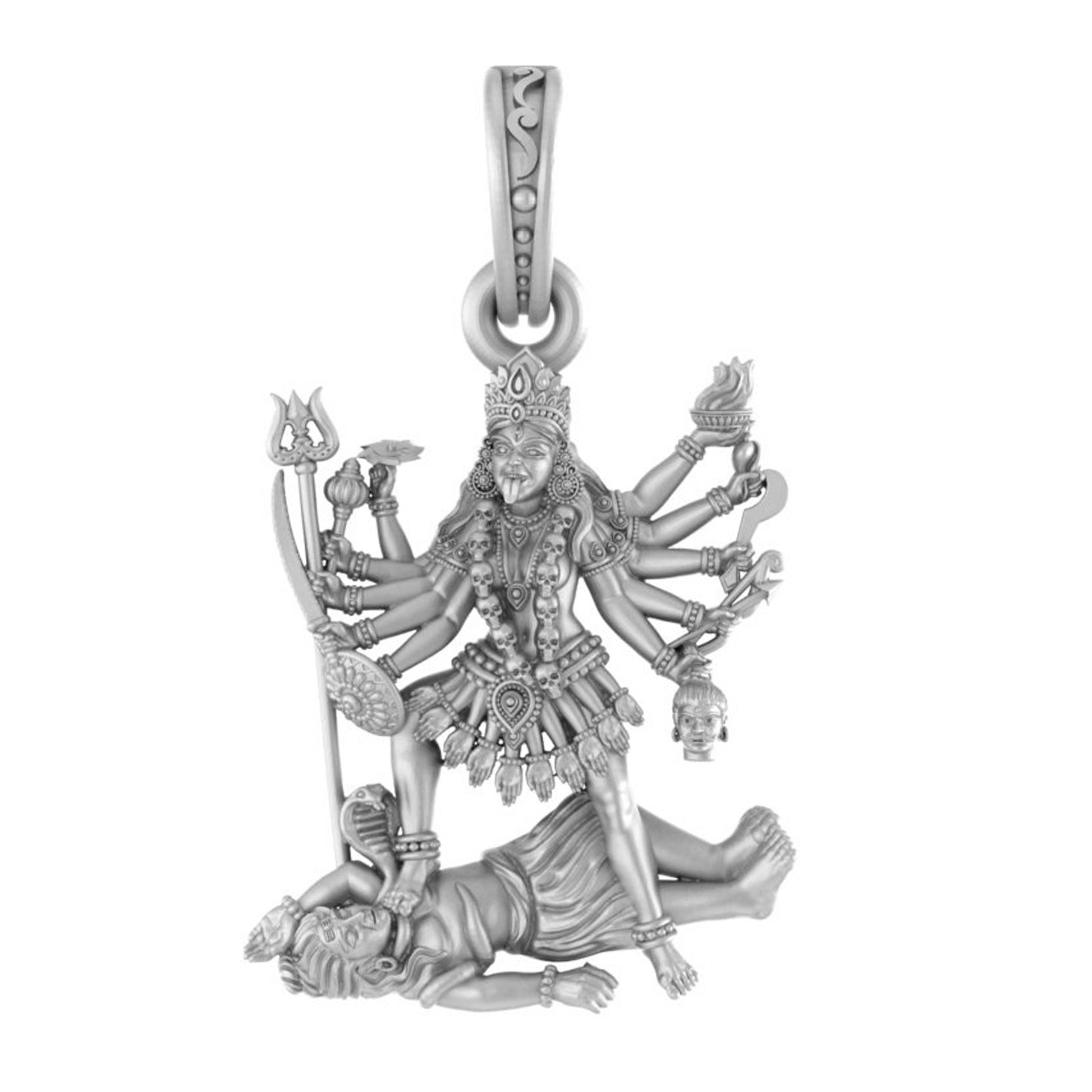 Sacred Symbols: Maa Kaali Pendant for Spiritual Protection (92.5% purity) Maa Kali Pendant for Men & Women Pure Silver Locket