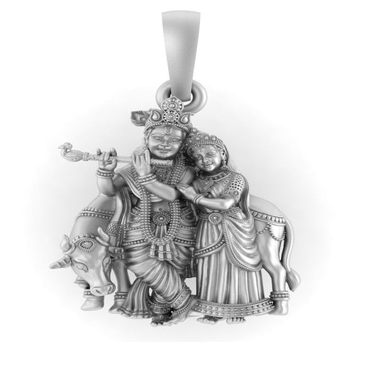 Radha Krishna Pendant: A Symbol of Eternal Love and Grace (92.5% purity) Radha Krishna Pendant for Men & Women Pure Silver Locket