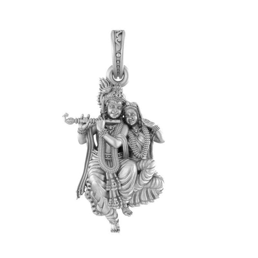 Divine Radha Krishna Pendant: A Touch of Spiritual Elegance (92.5% purity) Radha Krishna Pendant for Men & Women Pure Silver Locket