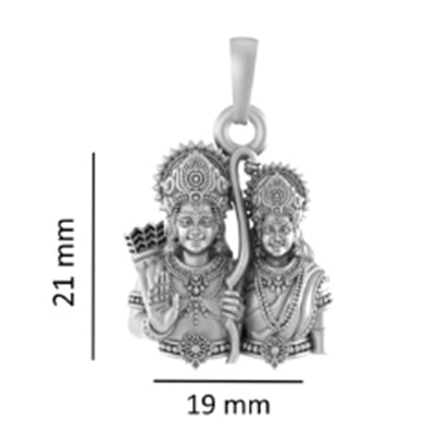 Sterling Silver (92.5% purity) Ram and Maa Sita Pendant for Men & Women Pure Silver Locket