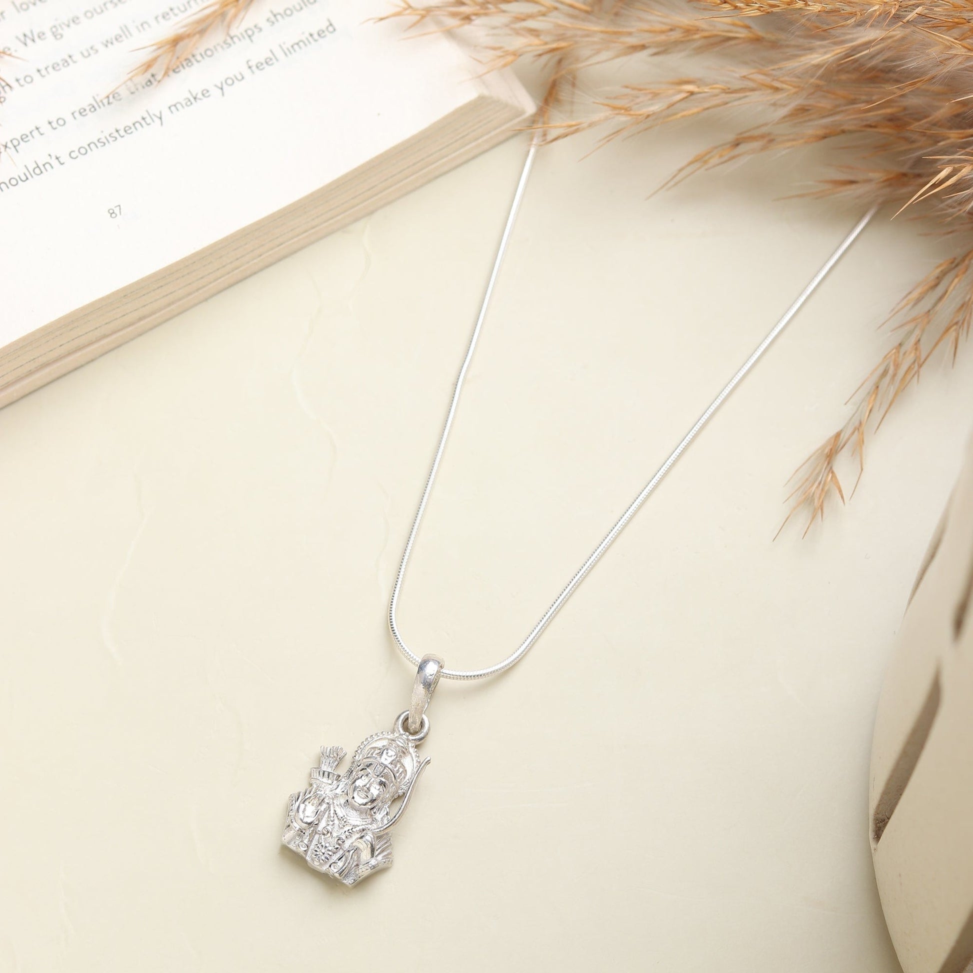Ram Ji Pendant: A Blessing for Strength and Serenity (92.5% purity) Ramji Face Pendant for Men & Women Pure Silver Locket