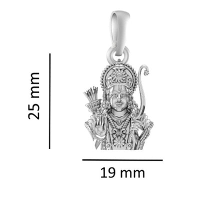 Ram Ji Pendant: A Blessing for Strength and Serenity (92.5% purity) Ramji Face Pendant for Men & Women Pure Silver Locket