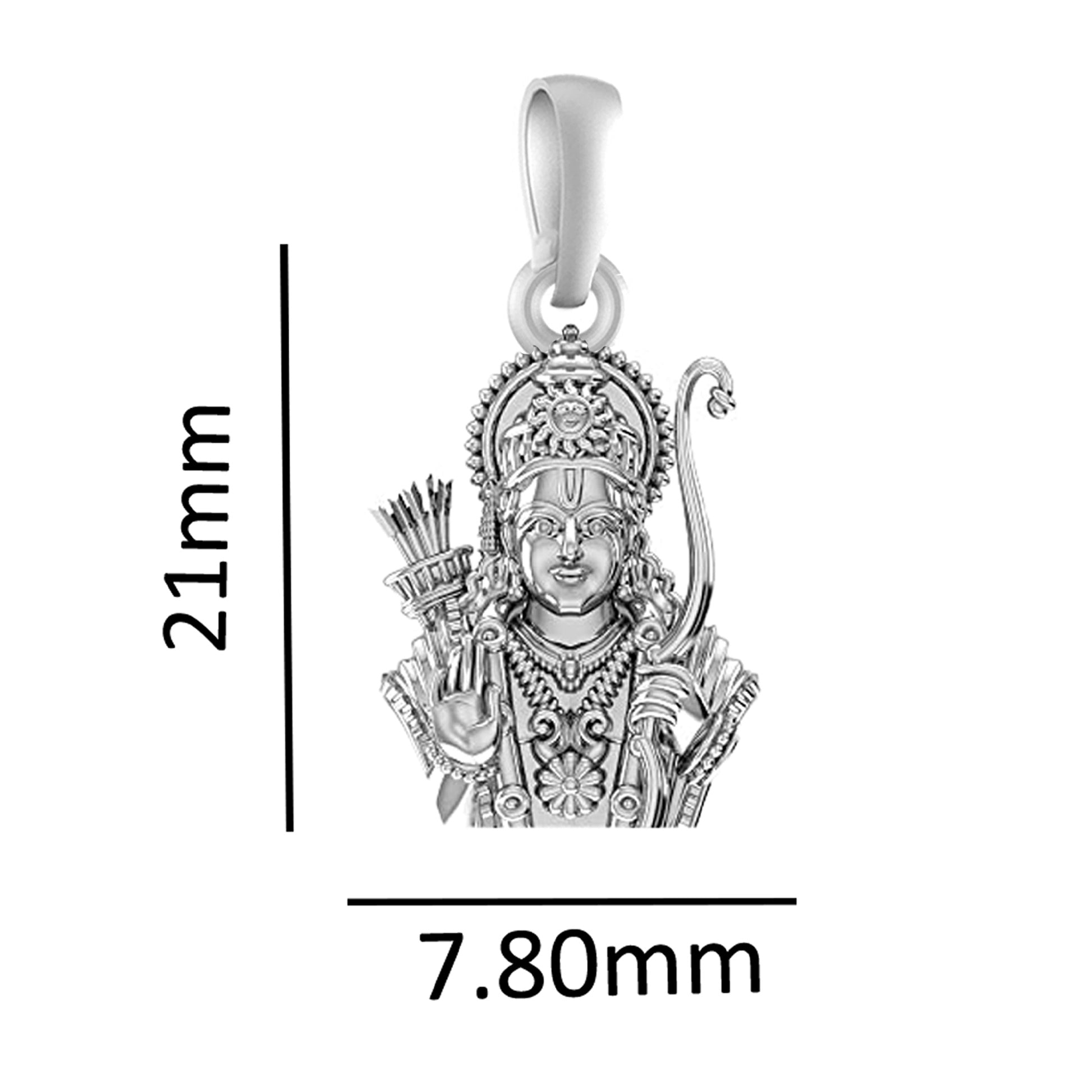 Ram Ji Blessing Pendant: Wear Divine Protection (92.5% purity) Ramji Face Pendant for Men & Women Pure Silver Locket