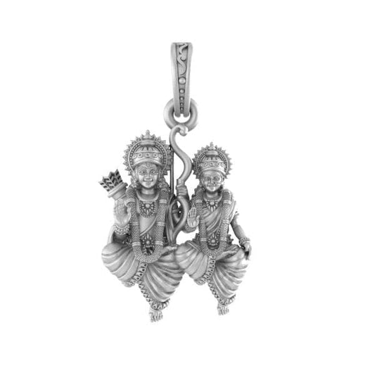 Ram Sita Blessing Pendant for Spiritual Protection (92.5% purity) Ram Seeta Pendant for Men & Women Pure Silver Locket