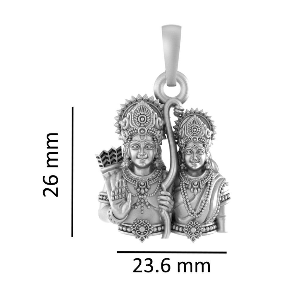 Divine Blessings: Ram Sita Blessing Pendant (92.5% purity) Ram Seeta Pendant for Men & Women Pure Silver Locket