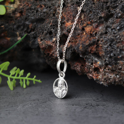 Sai Baba Pendant: A Sacred Blessing of Love and Peace (92.5% purity) Sai Ram Pendant for Men & Women Pure Silver Locket