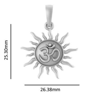 Sterling Silver (92.5% purity) Spiritual (Big Size) Sun Pendant for Men & Women Pure Silver Religious Sun with Sun (Big Size) Locket for Good Health & Wealth