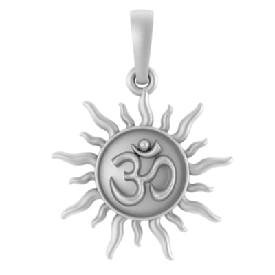 Sterling Silver (92.5% purity) Spiritual (Big Size) Sun Pendant for Men & Women Pure Silver Religious Sun with Sun (Big Size) Locket for Good Health & Wealth
