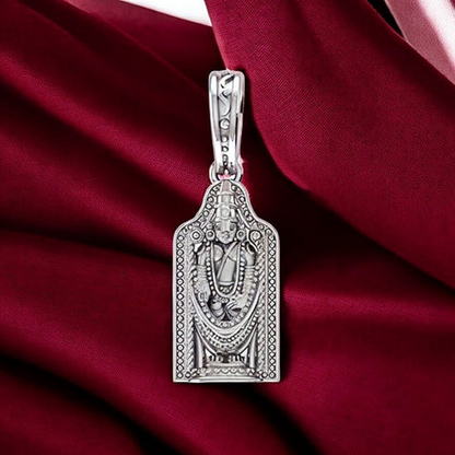 Pure 92.5% Silver Vishnu Pendant for Men & Women - Divine Grace - Handmade in India - God Balaji Pendant Tirupati Devotional Charm - for Good Health & Wealth