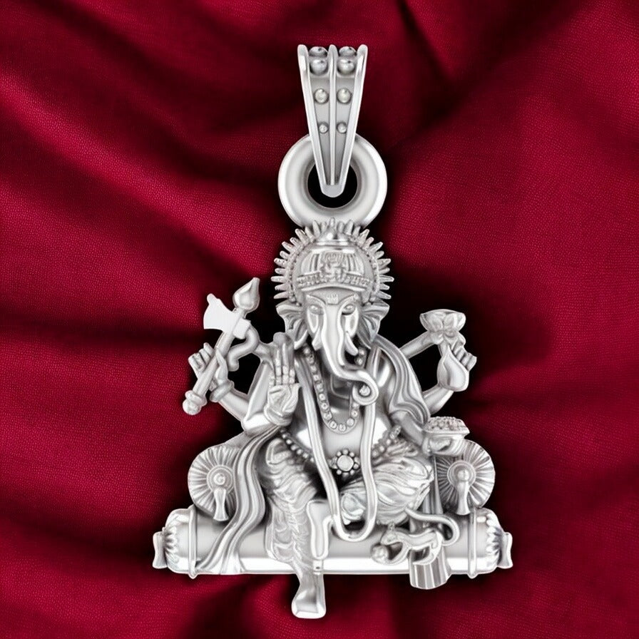 92.5% Pure Sterling Silver Lord Ganesha Pendant Divine Blessings in Elegance - for Men & Women Pure Silver Lord Ganapathy Locket for Good Health & Wealth