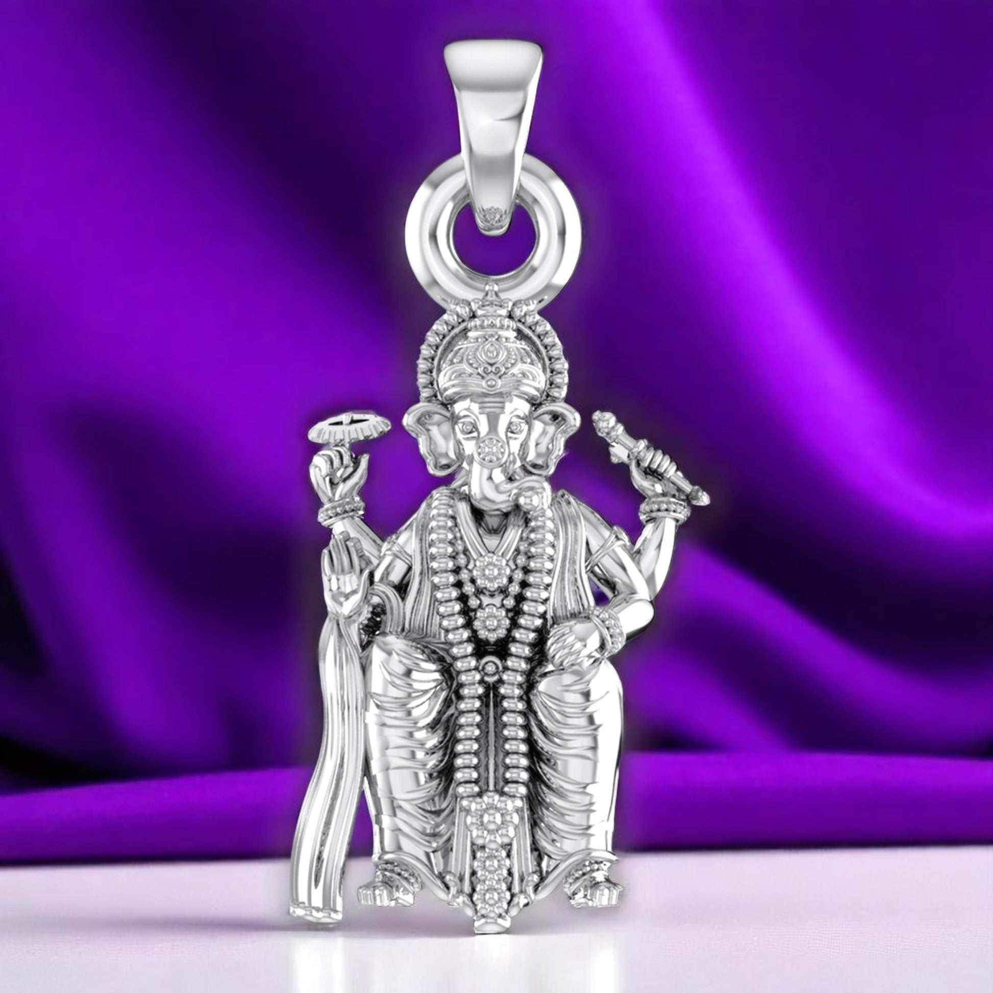 Vighnaharta Pendant : Embrace the Power of Ganesh (92.5% purity) God Ganesh Pendant for Men & Women Pure Silver Lord Ganapathy Locket for Good Health & Wealth
