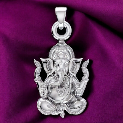 Ganesh Pendant Timeless Symbols of Wisdom (92.5% purity) God Ganesh Pendant for Men & Women Pure Silver Lord Ganapathy Locket for Good Health & Wealth