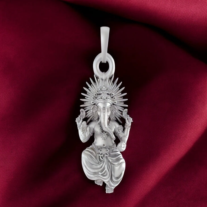Aashirwad by Ganesh: Sacred Pendant of Prosperity (92.5% purity) God Ganesh Pendant for Men & Women Pure Silver Lord Ganapathy Locket for Good Health & Wealth