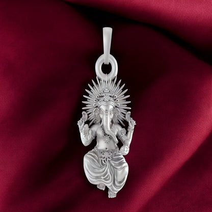 Aashirwad by Ganesh: Sacred Pendant of Prosperity (92.5% purity) God Ganesh Pendant for Men & Women Pure Silver Lord Ganapathy Locket for Good Health & Wealth