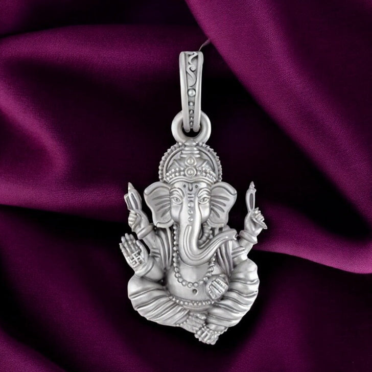 Ganesh Aashirwad Pendant Spiritual Elegance & Divine Energy (92.5% purity) God Ganesh Blessings Pendant for Men & Women Pure Silver Lord Ganapathy Locket for Good Health & Wealth