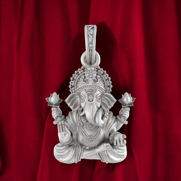 Sacred Ganesh Pendant Aashirwad for Peace, Power & Prosperity Pure 92.5% Silver Lord Ganapathy Locket for Good Health & Wealth - God Ganesh Pendant for Men & Women