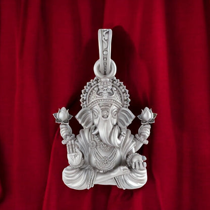 Sacred Ganesh Pendant Aashirwad for Peace, Power & Prosperity Pure 92.5% Silver Lord Ganapathy Locket for Good Health & Wealth - God Ganesh Pendant for Men & Women