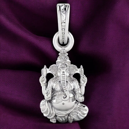 Divine Grace: Sitting Lord Ganesha Pendant (92.5% purity) God Ganesh Pendant for Men & Women Pure Silver Lord Ganapathy Locket for Good Health & Wealth