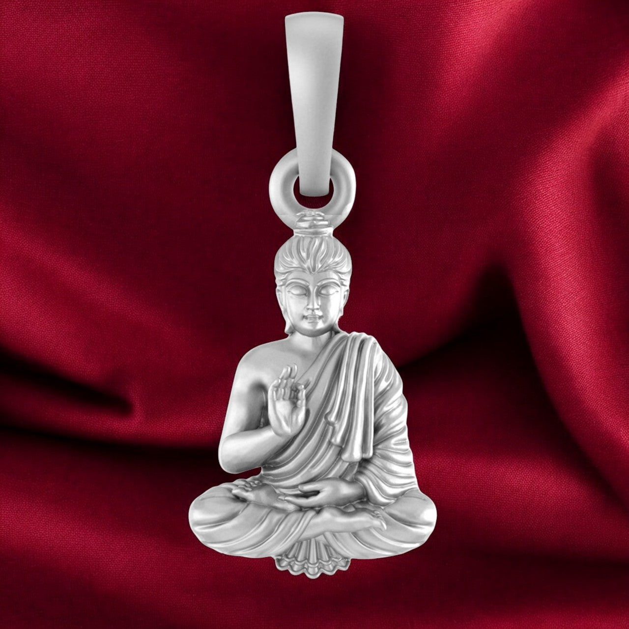 Sterling Silver (92.5% purity) Spiritual God Gautam Buddha Pendant for Men & Women Pure Silver religious Gautam buddh Locket for Good Health & Wealth