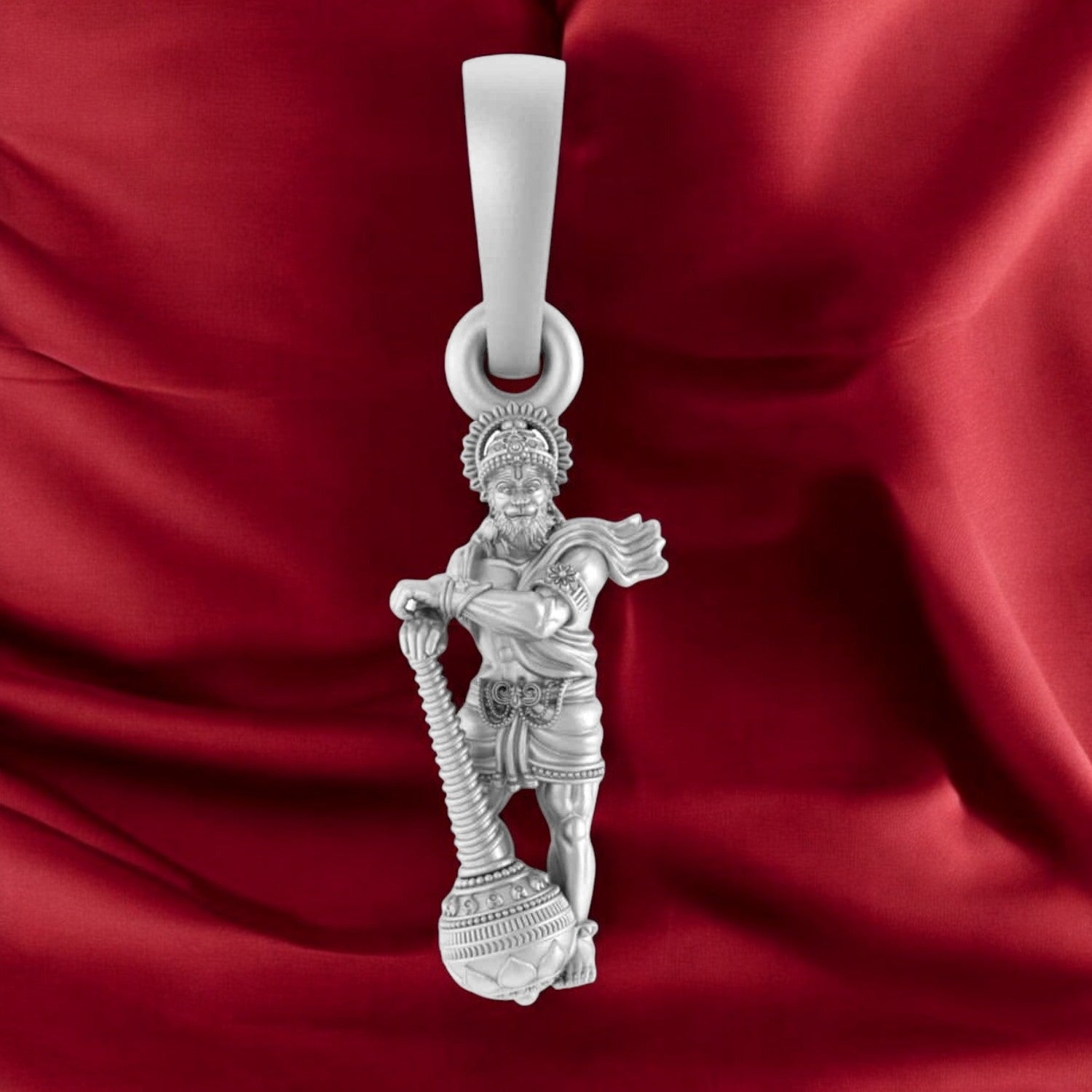 Divine Strength: Hanuman Standing Pendant (92.5% purity) God Hanuman (Big Size) Pendant for Men Pure Silver Lord Bajrang Bali (Big Size) Locket for Good Health & Wealth