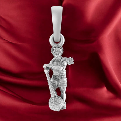 Divine Strength: Hanuman Standing Pendant (92.5% purity) God Hanuman (Big Size) Pendant for Men Pure Silver Lord Bajrang Bali (Big Size) Locket for Good Health & Wealth