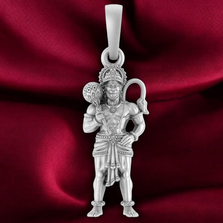 Hanuman Standing Pendant Protect, Empower, Inspire (92.5% purity) God Hanuman (Big Size) Pendant for Men Pure Silver Lord Bajrang Bali (Big Size) Locket for Good Health & Wealth - 1149
