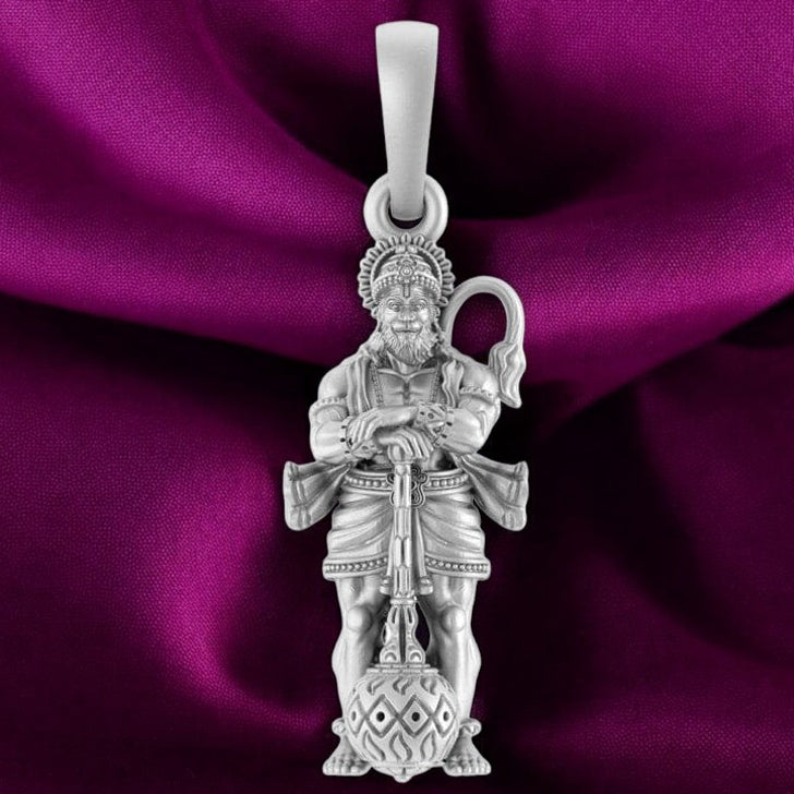 Hanuman Standing Pendant Protect, Empower, Inspire (92.5% purity) God Hanuman (Big Size) Pendant for Men Pure Silver Lord Bajrang Bali (Big Size) Locket for Good Health & Wealth - 1150