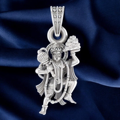 Hanuman Mountain Pendant Symbol of Devotion & Strength (92.5% purity) God Hanuman Pendant for Men & Women Pure Silver Lord Bajrang Bali Locket for Good Health & Wealth