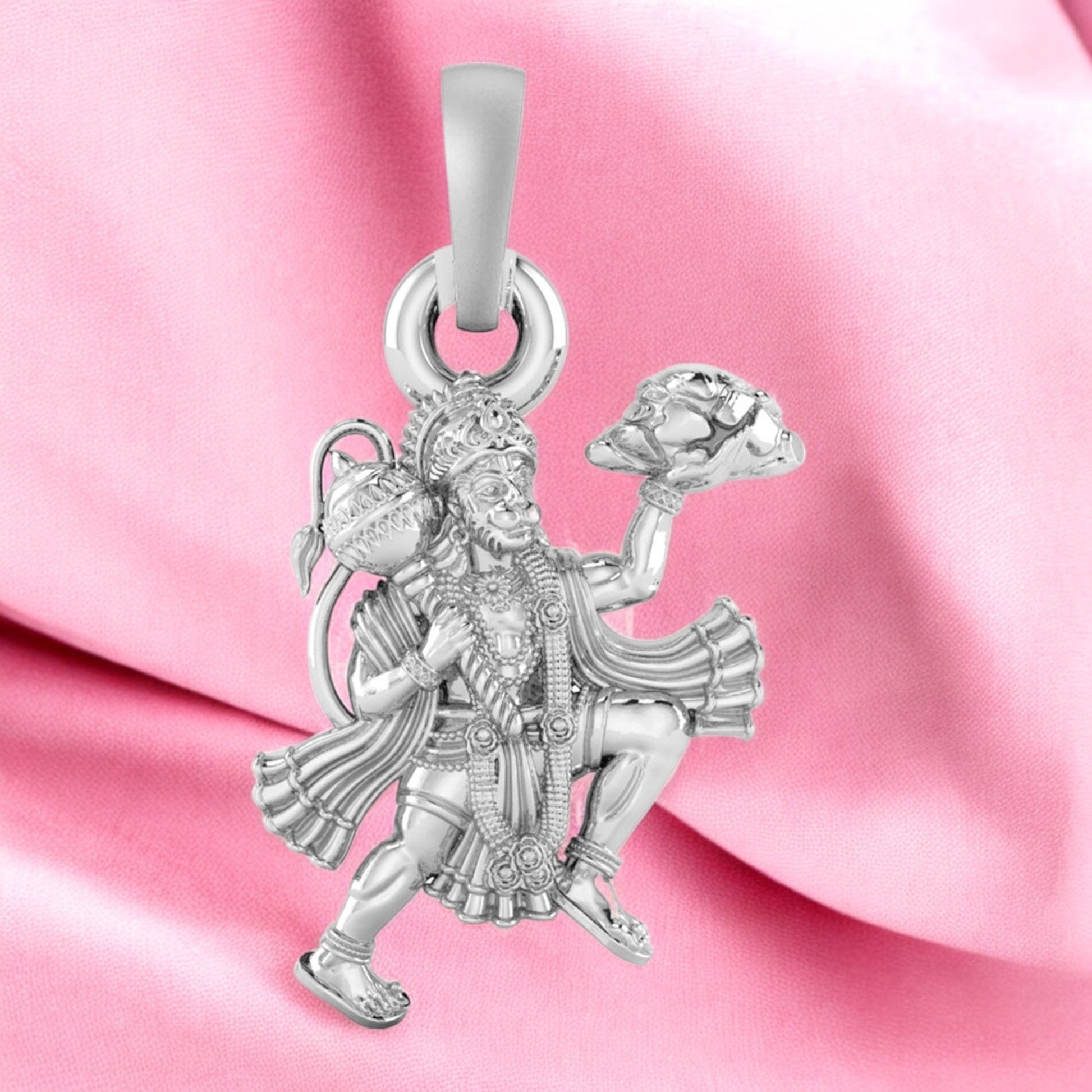 Sacred Hanuman: The Mountain-Bearing Pose Pendant92.5% Pure God Hanuman (Big Size) Pendant for Men and Boys