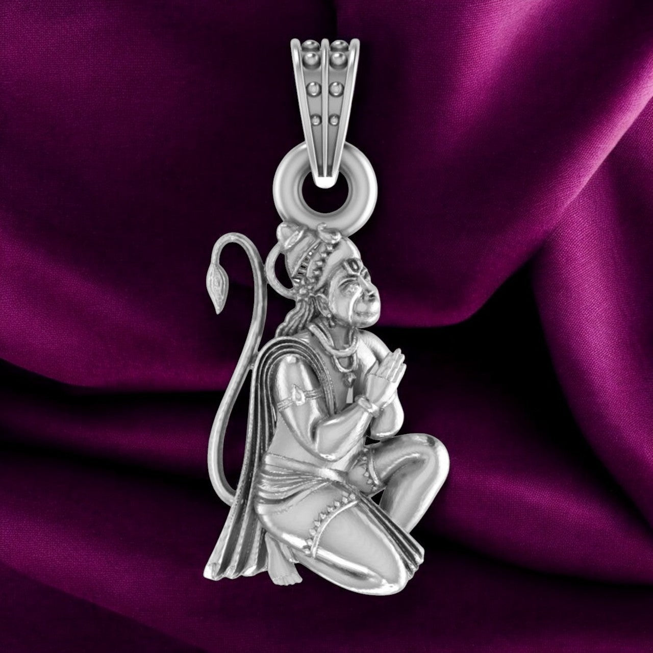 Sterling Silver (92.5% purity) God Hanuman Pendant for Men & Women Pure Silver Lord Bajrang Bali Locket for Good Health & Wealth