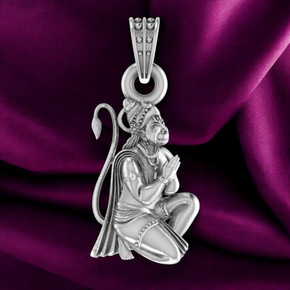 Sterling Silver (92.5% purity) God Hanuman Pendant for Men & Women Pure Silver Lord Bajrang Bali Locket for Good Health & Wealth
