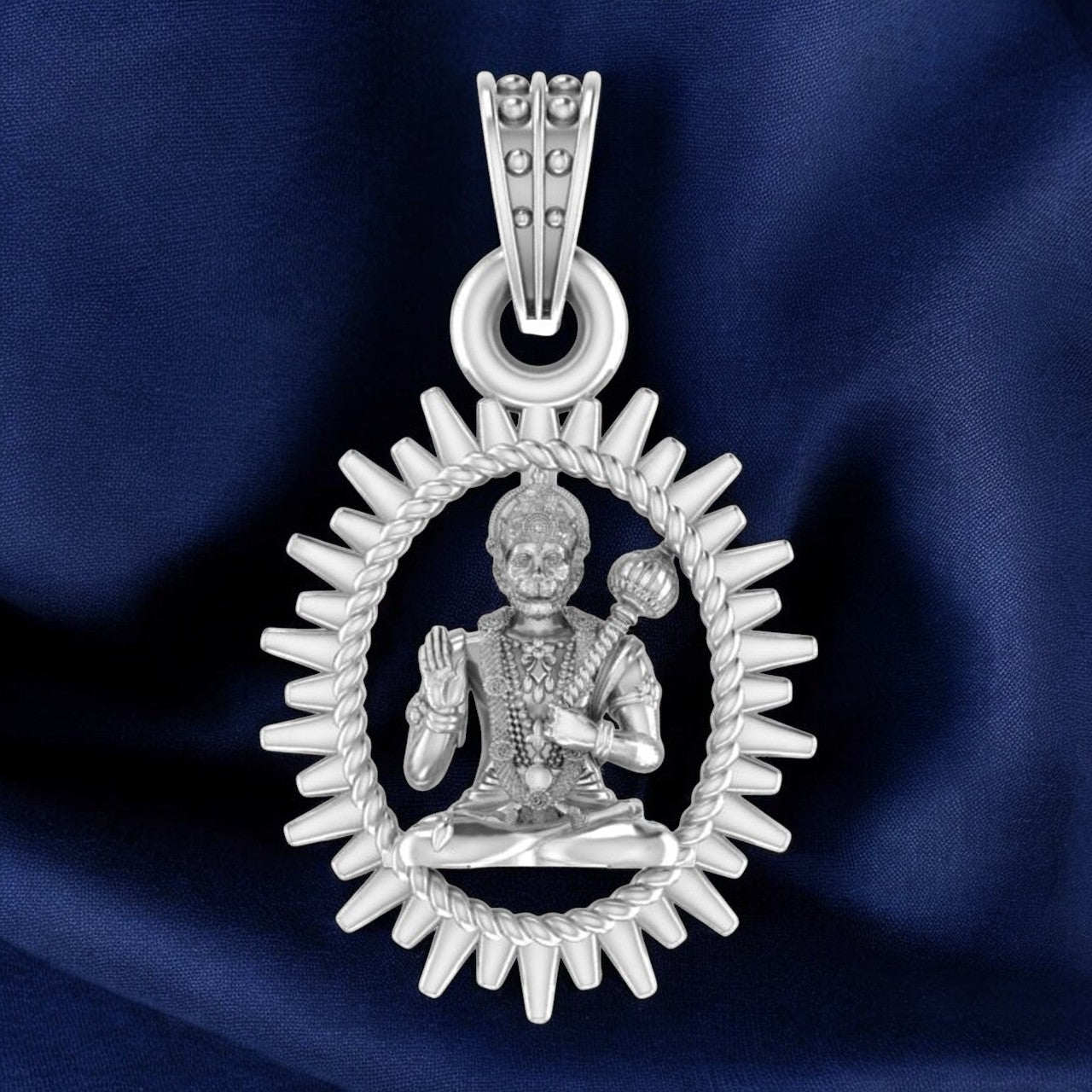Powerful Hanuman Pendant Circle Posture for Protection & Strength (92.5% purity) God Hanuman Pendant for Men & Women Pure Silver Lord Bajrang Bali Locket for Good Health & Wealth