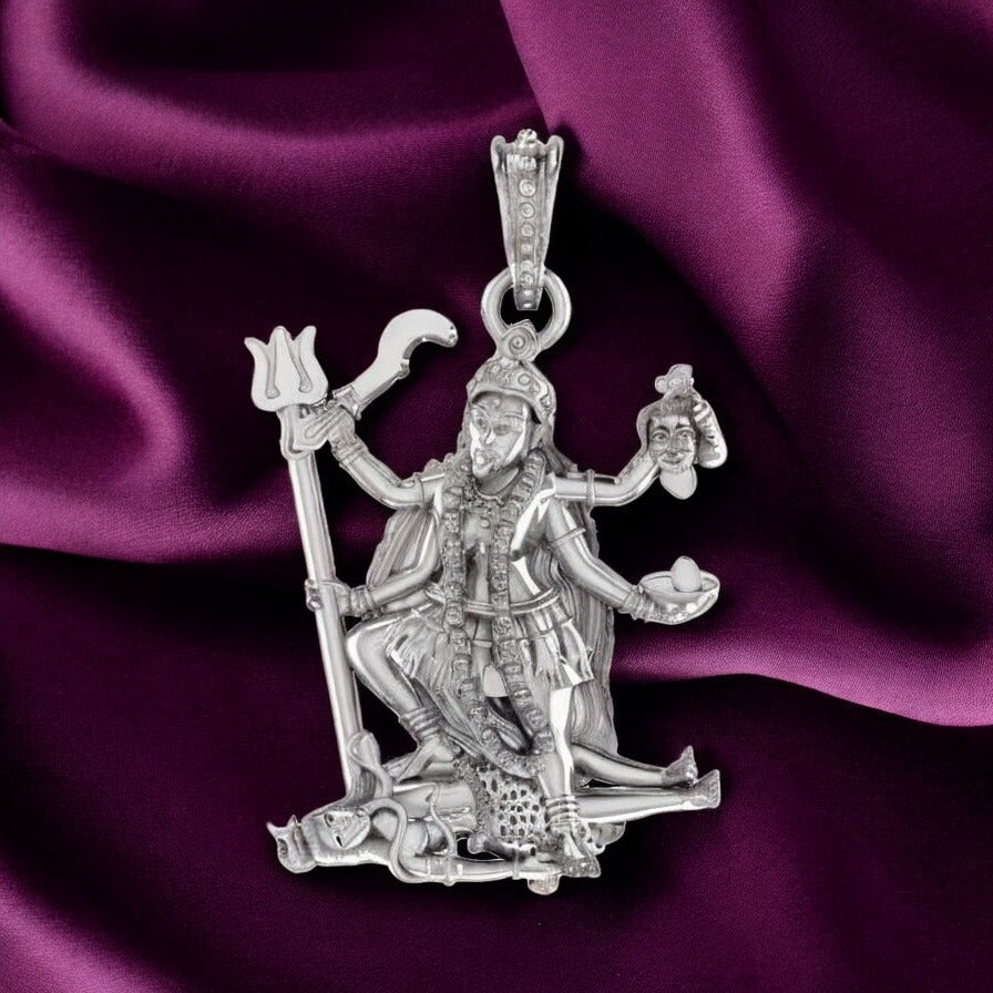 92.5% Pure Sterling Silver Goddess kali maa (Big Size) Pendant for Men & Women
