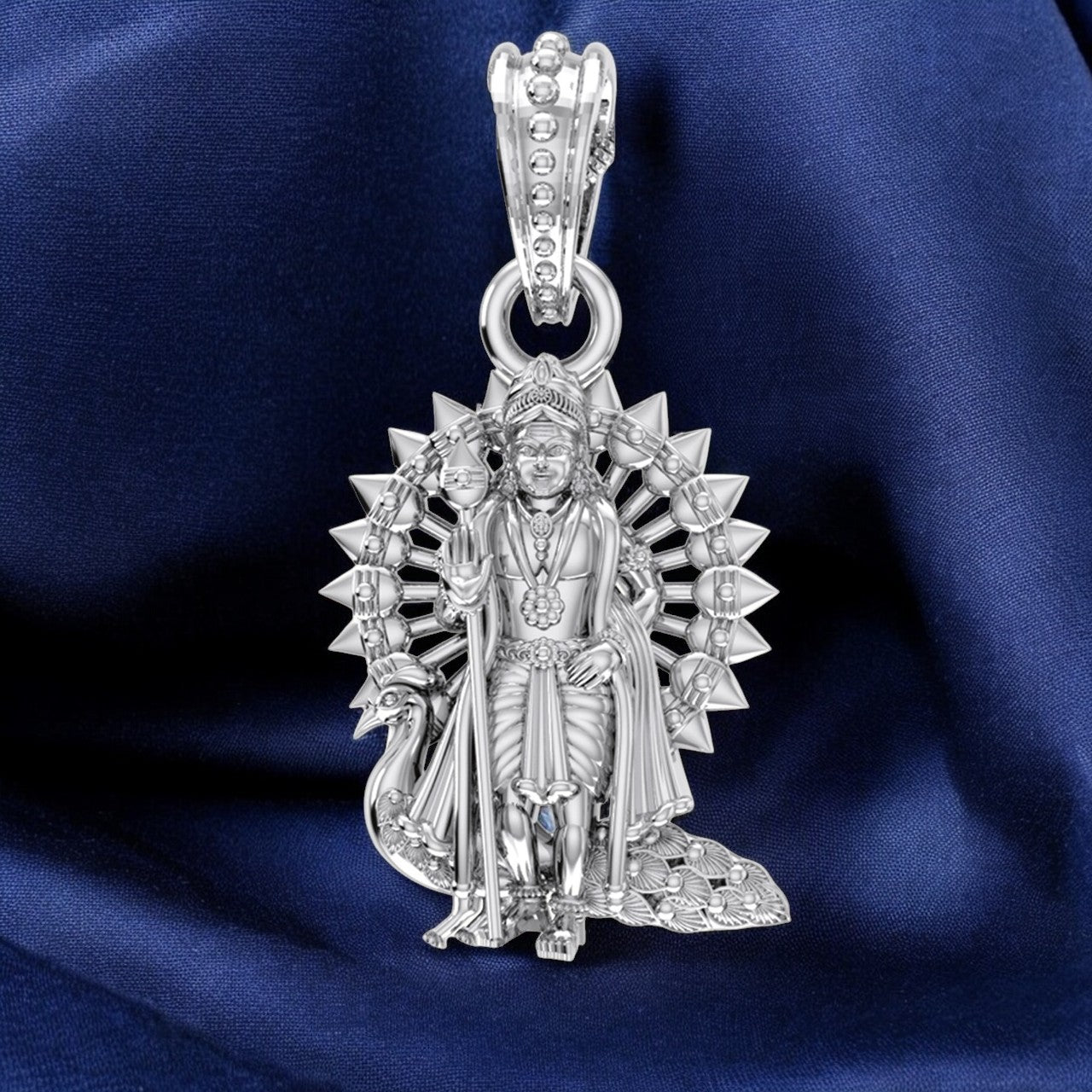 Sterling Silver (92.5% purity) God Kartikeya Pendant for Men & Women Pure Silver Lord Kartikeya Locket for Good Health & Wealth