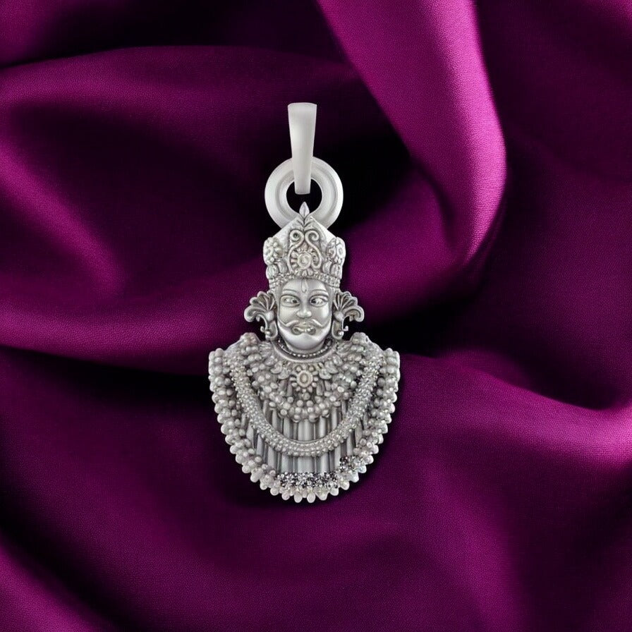 92.5% Pure Sterling Silver God Baba Khatu Shyam Pendant for Kids & Woman