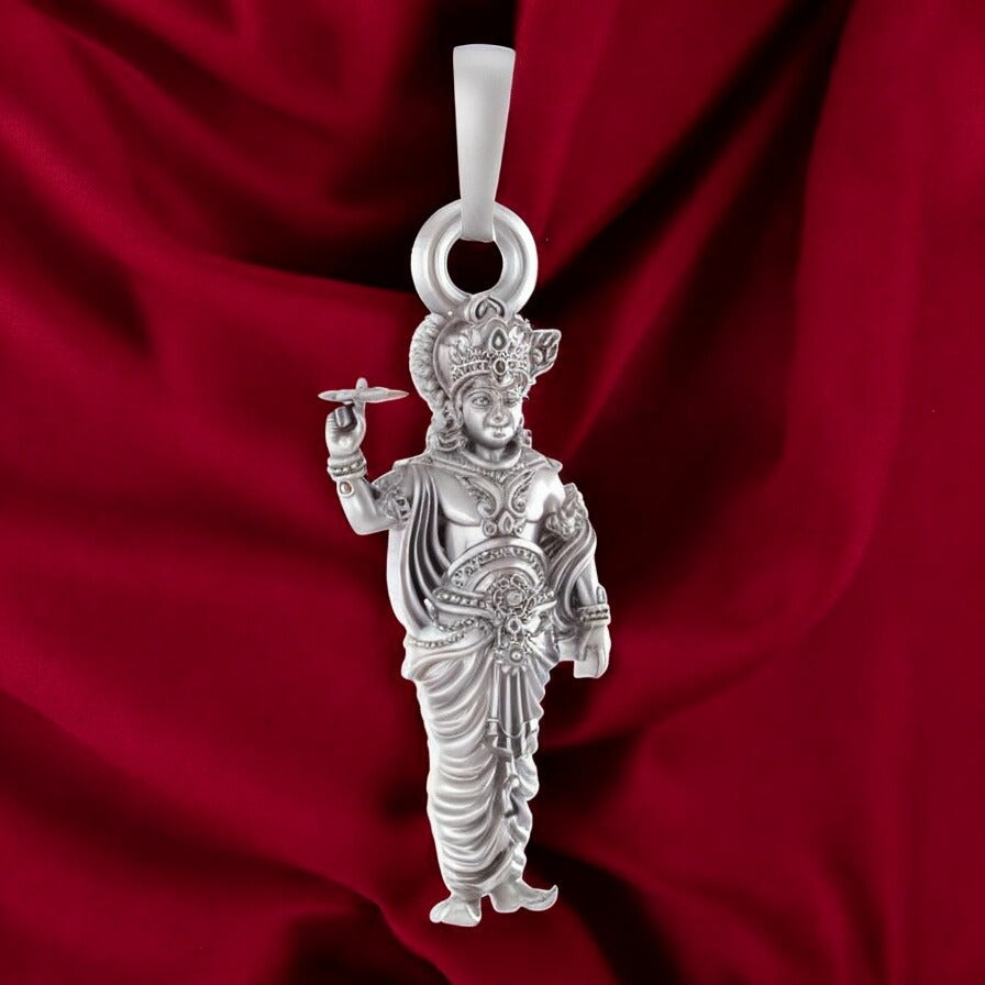 Vasabi 92.5 Sterling Silver Lord Krishna Pendant | Pure Silver God Krishna Locket for Men & Women | Good Health & Wealth