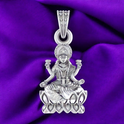 Sterling Silver (92.5% purity) God Laxmi Pendant for Men & Women Pure Silver Locket for Good Health & Wealth