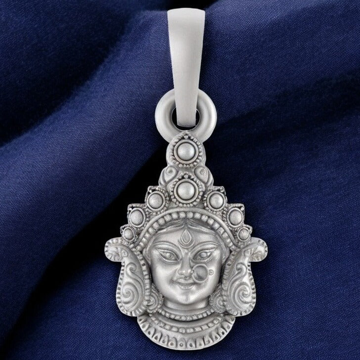 Sterling Silver (92.5% purity) Maa Face Pendant for Men & Women Pure Silver Locket