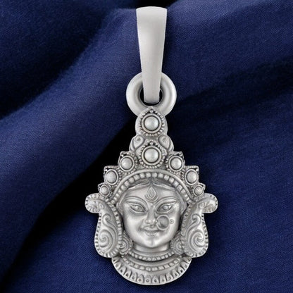 Sterling Silver (92.5% purity) Maa Face Pendant for Men & Women Pure Silver Locket