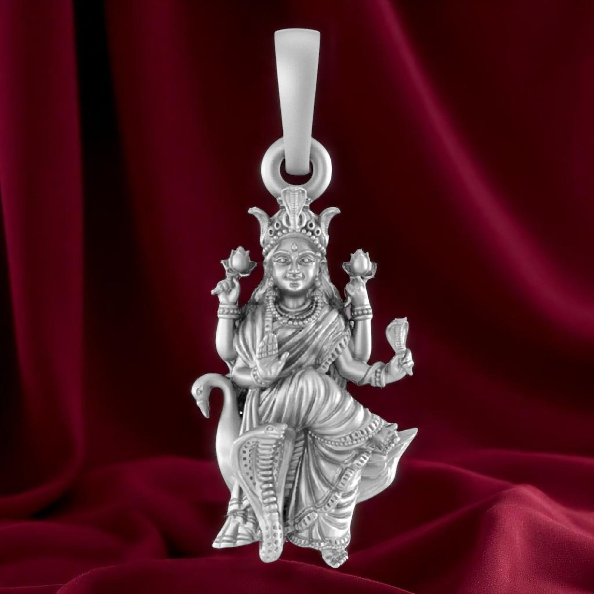 Sterling Silver (92.5% purity) Mansa Devi Pendant for Men & Women Pure Silver Locket
