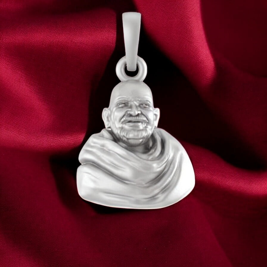 Sterling Silver (92.5% purity) Neem Karoli Baba Pendant for Men & Women Pure Silver Locket