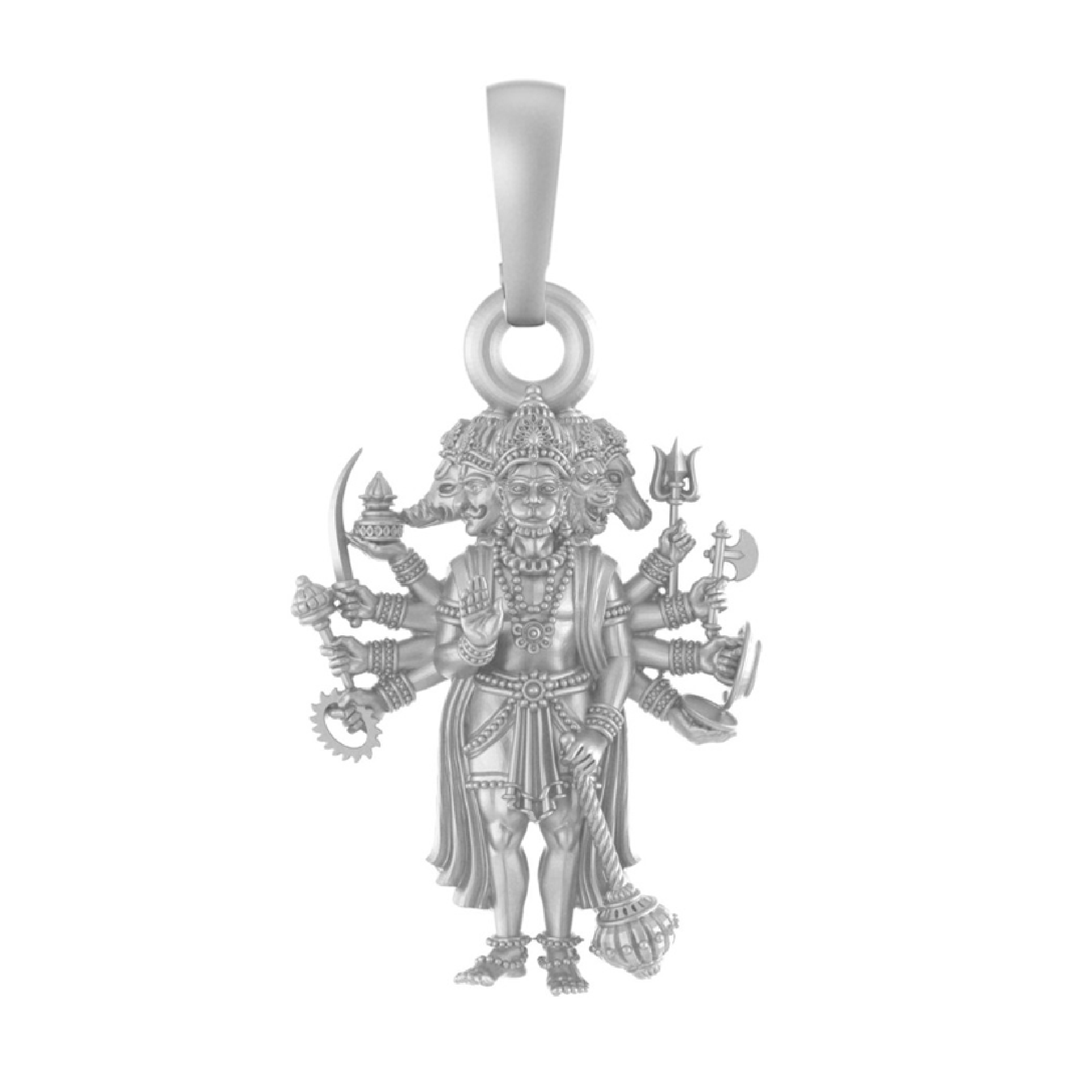 Sterling Silver (92.5% purity) PunchMukhi Hanuman Pendant for Men & Women Pure Silver Locket